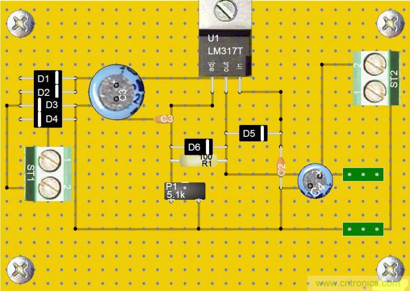 網友分享:DIY一個LM317 可調穩壓電源