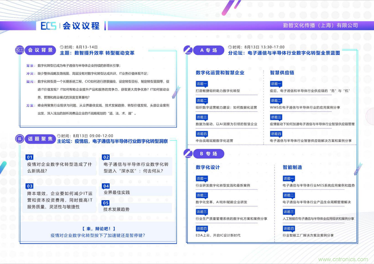 ECS 2020|第二屆中國電子通信與半導體CIO峰會正式啟動! ECS 2020|第二屆中國電子通信與半導體CIO峰會正式啟動!