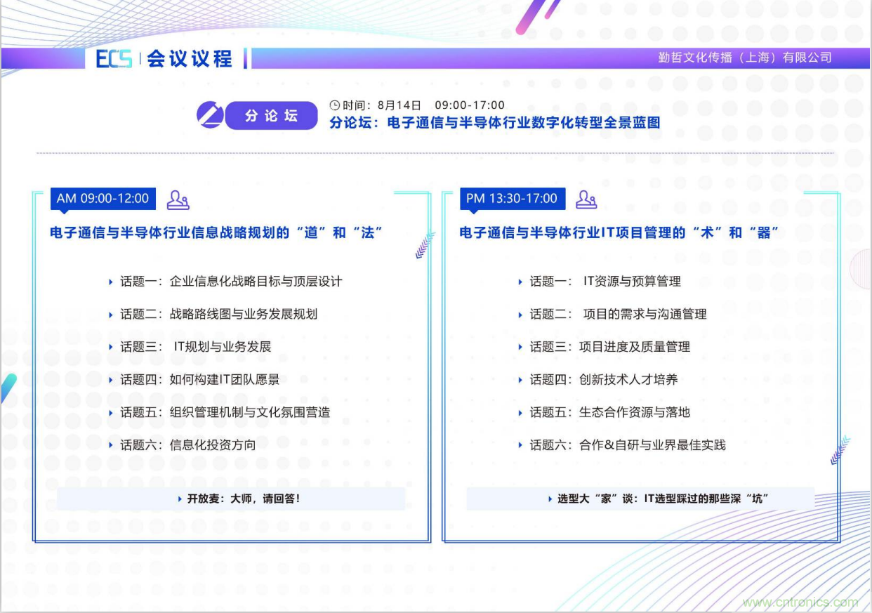 ECS 2020|第二屆中國電子通信與半導體CIO峰會正式啟動! ECS 2020|第二屆中國電子通信與半導體CIO峰會正式啟動!